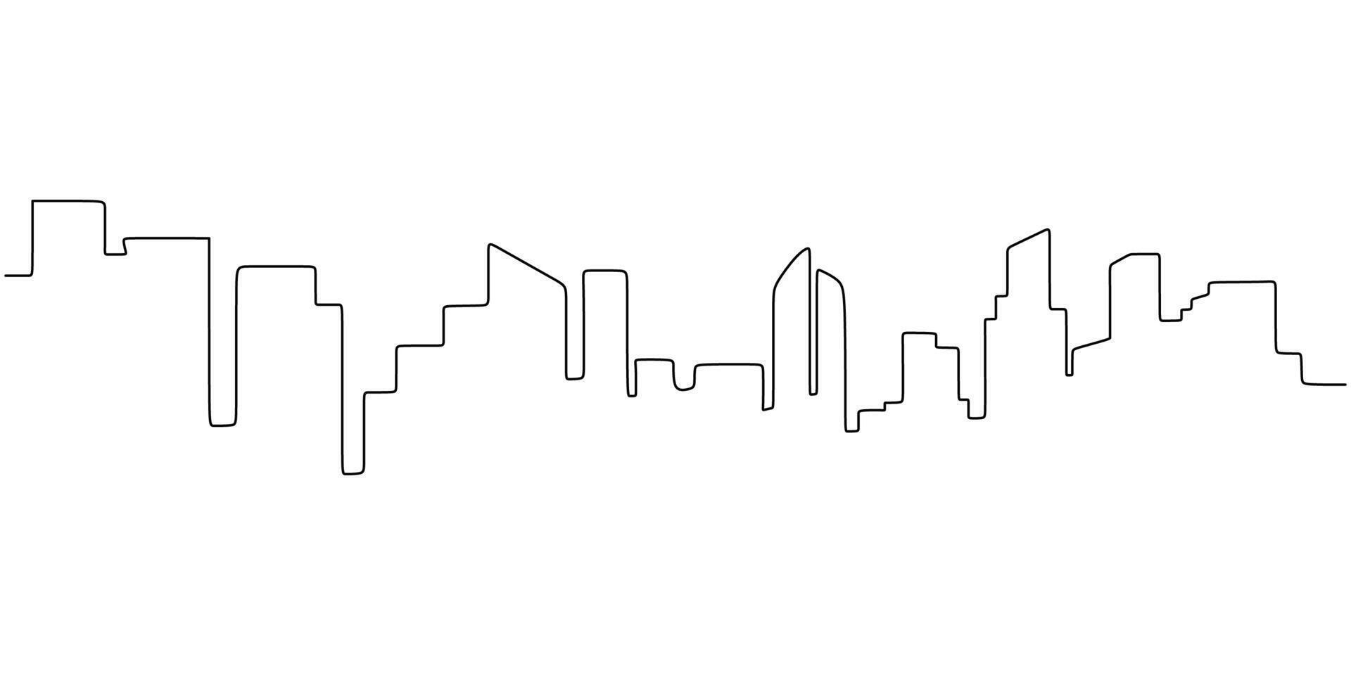 City Skyline One Line Drawing for Real Estate and Architecture vector