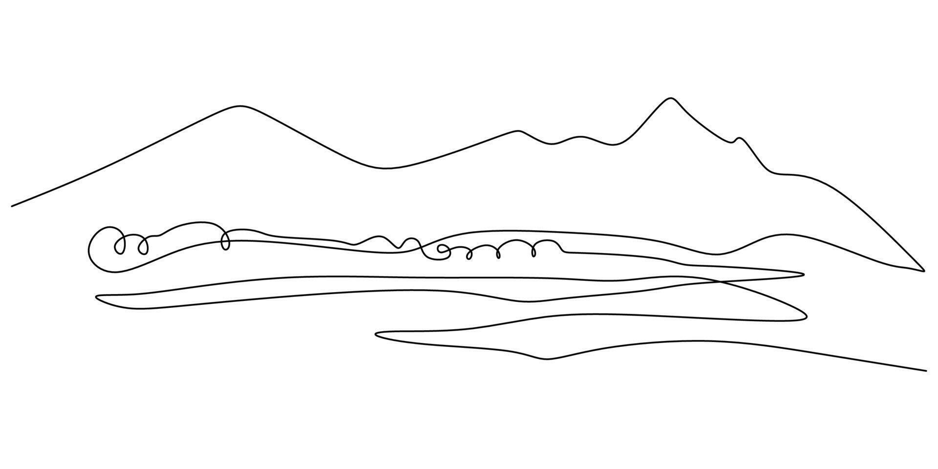 Mountain Village Continuous Line Drawing for Travel and Eco vector