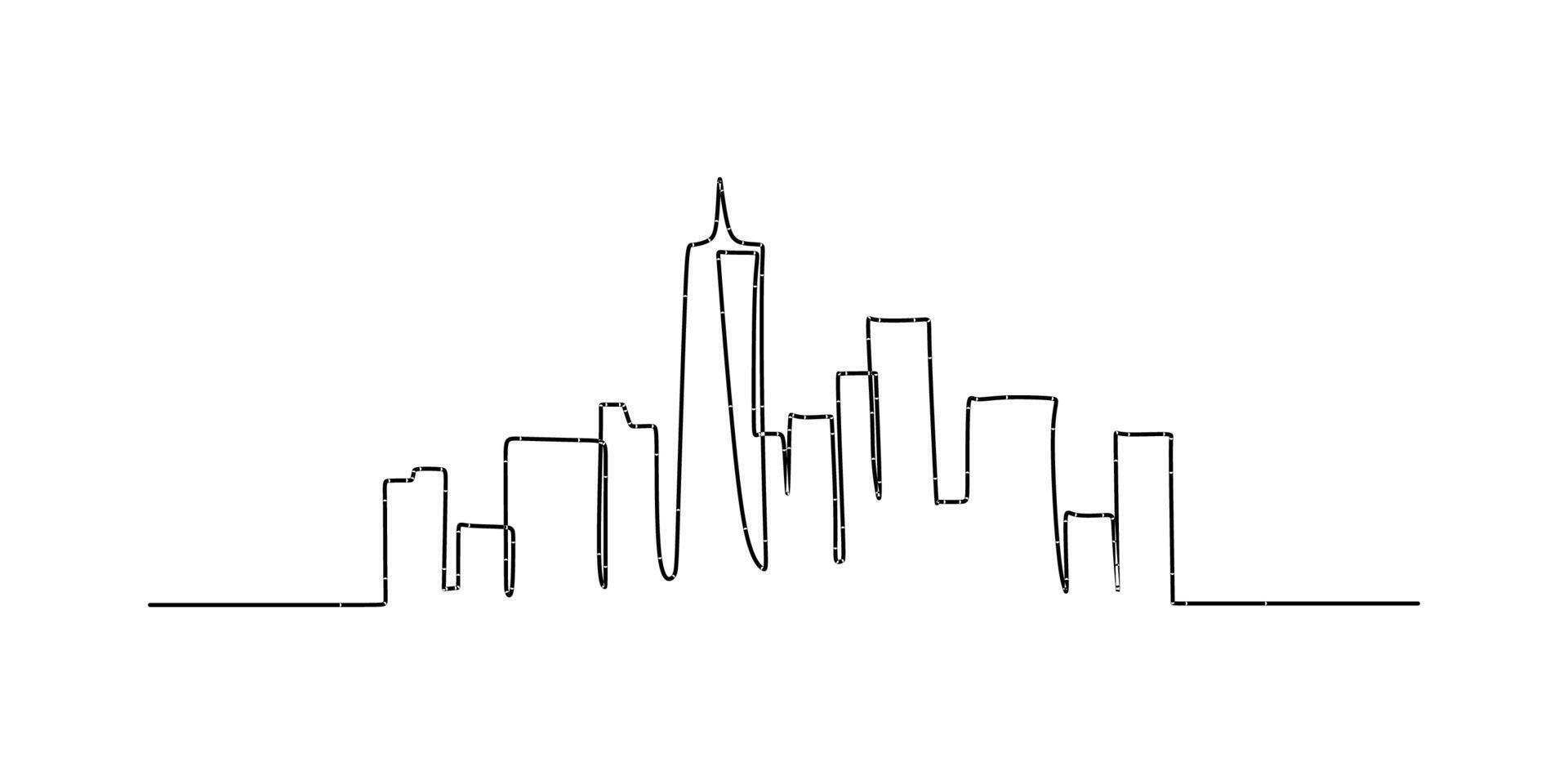 Skyscrapers Continuous Line Drawing for Architecture and Property vector
