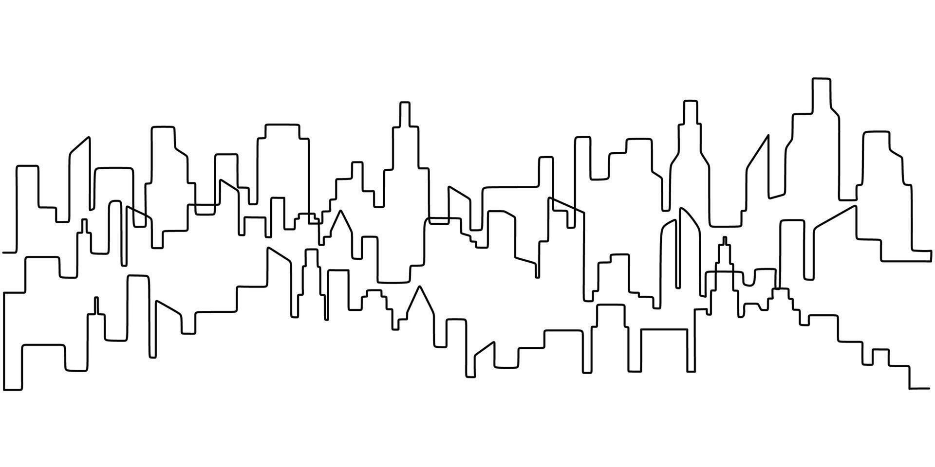 Modern Cityscape One Line Drawing for Finance and Urban Planning vector