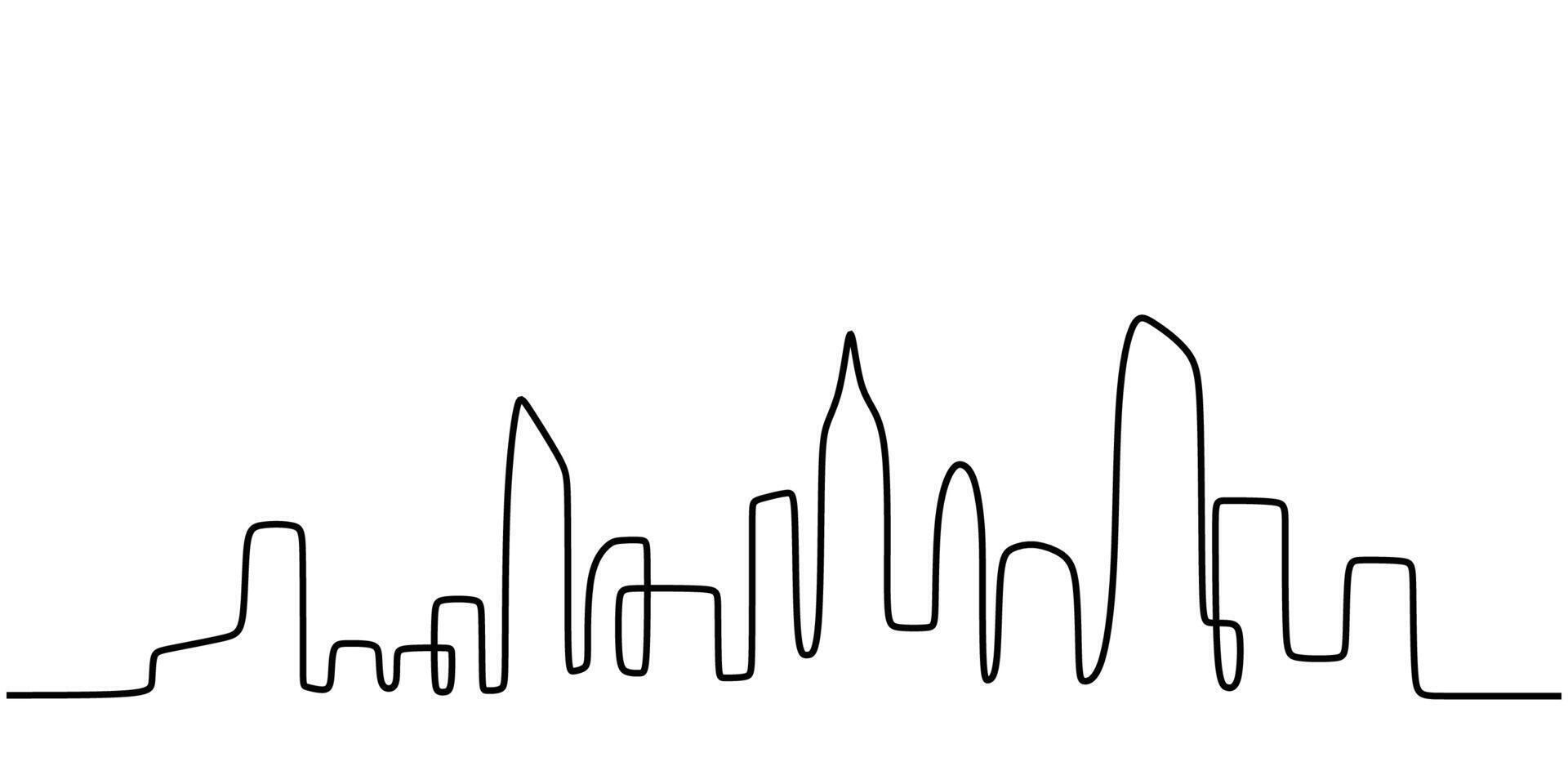 Cityscape Continuous Line Drawing for Construction Logo vector