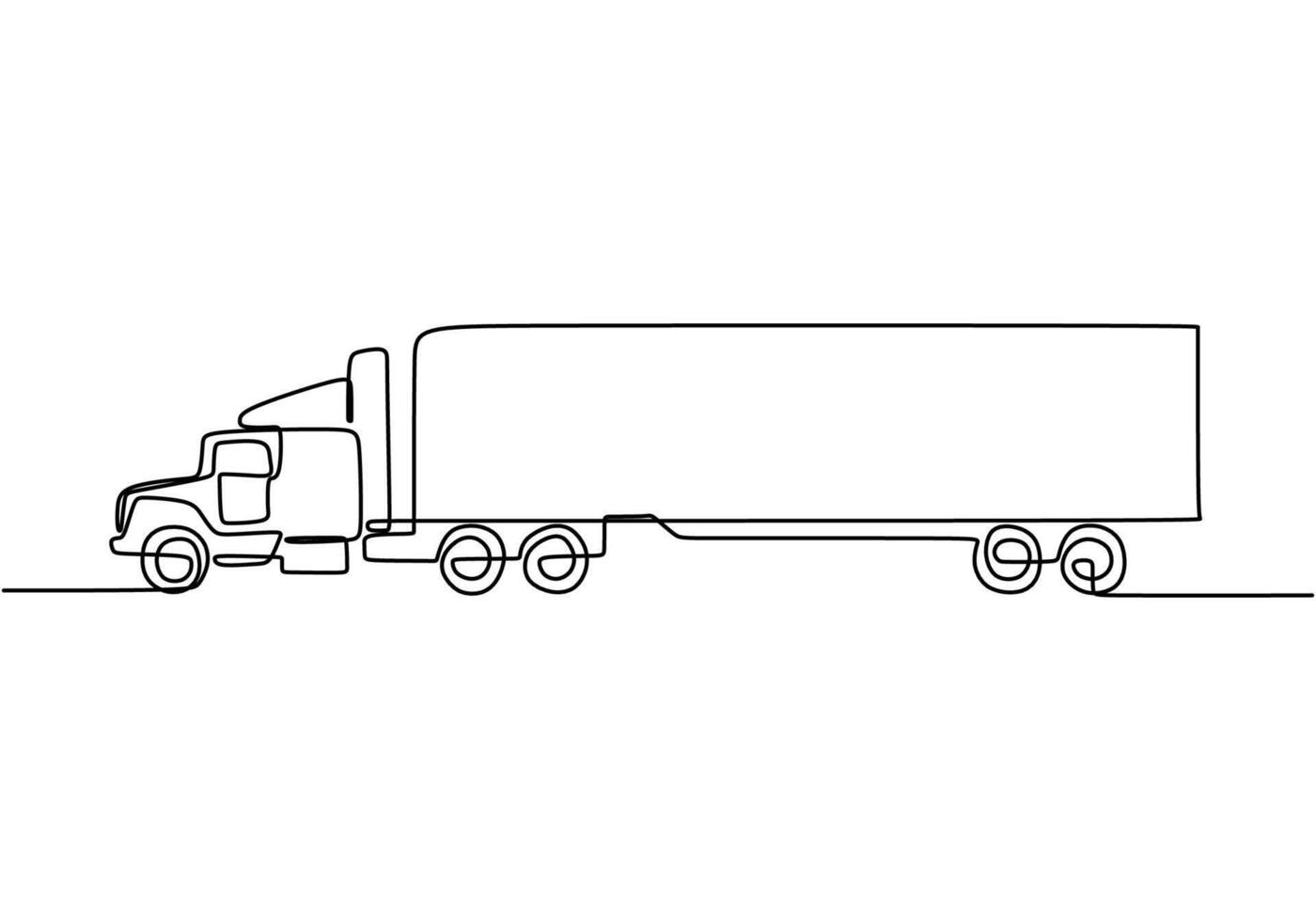 Semi Truck One Line Drawing for Logistics Branding vector