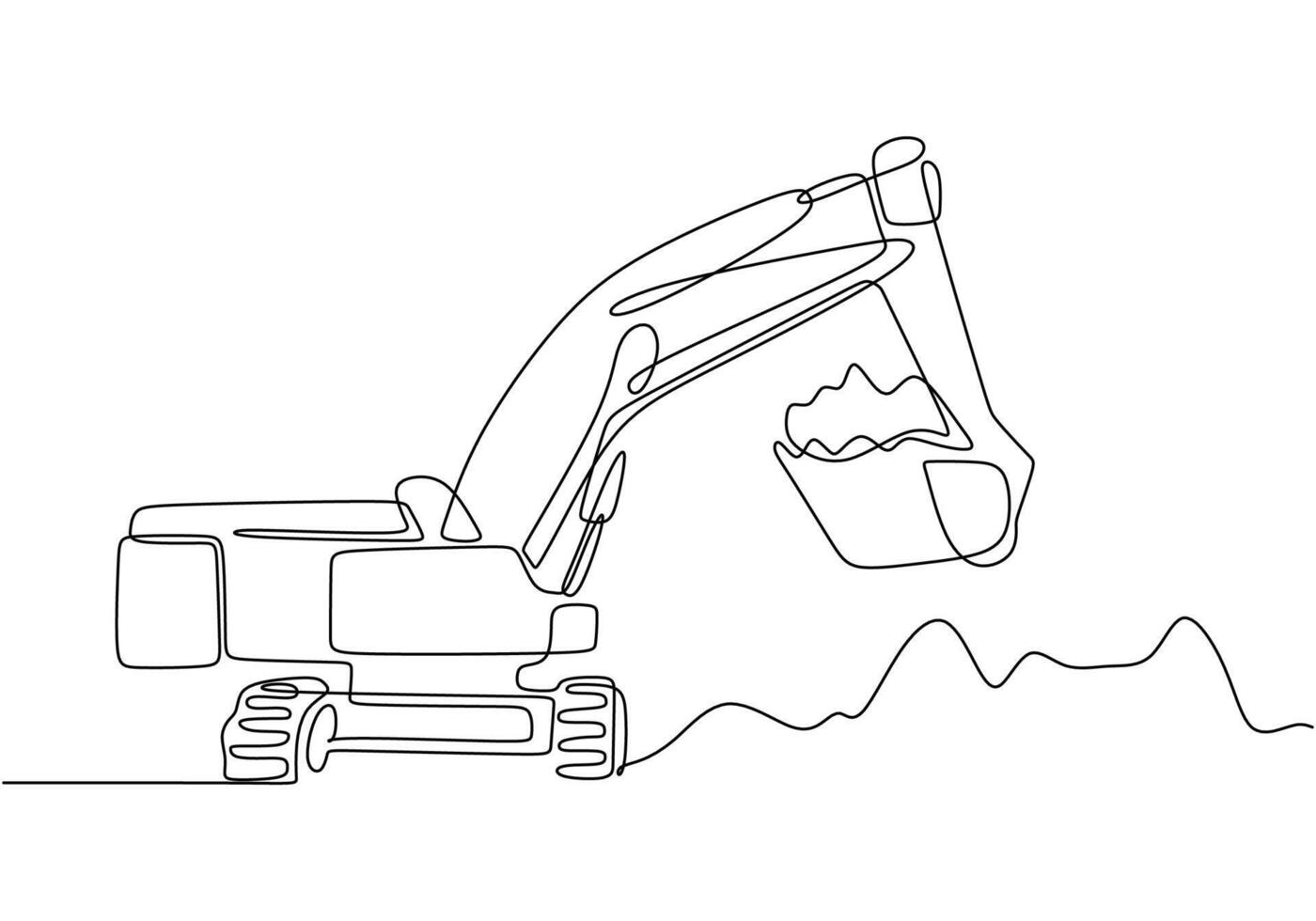 Excavator Continuous Line Drawing for Construction Logo vector