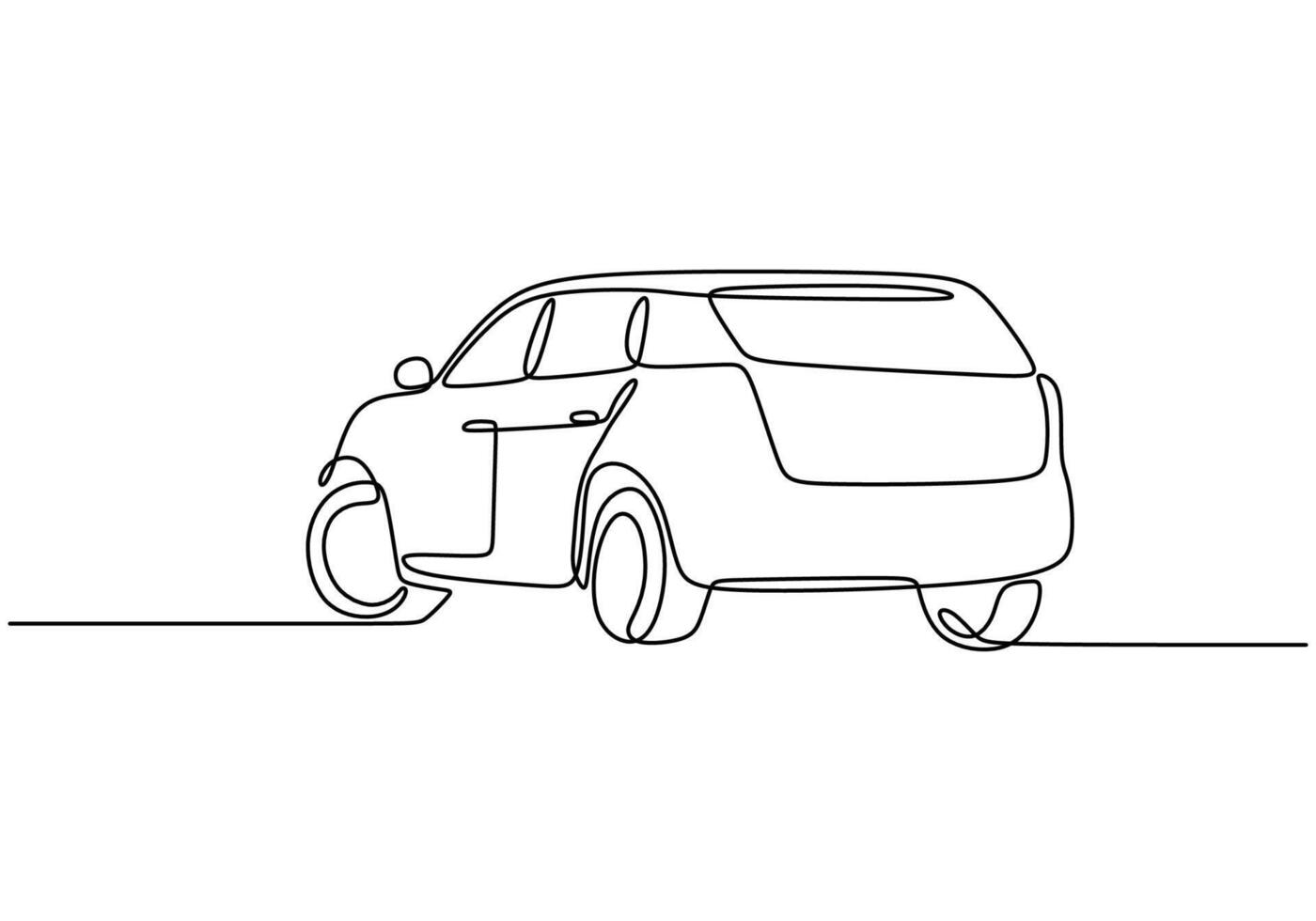 SUV Car One Line Drawing for Modern Auto Dealership Logo vector