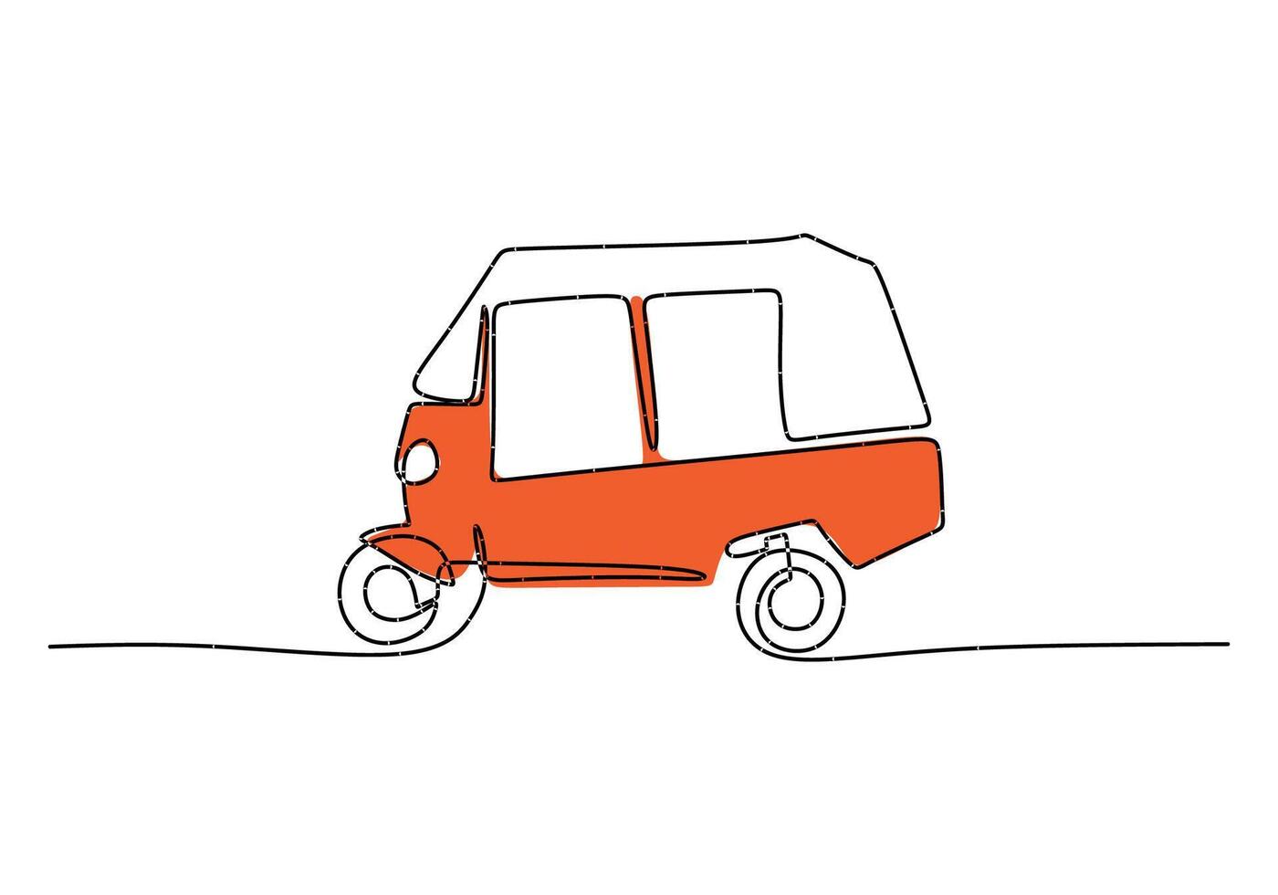 Tuk Tuk One Line Drawing for Asia Travel Poster vector