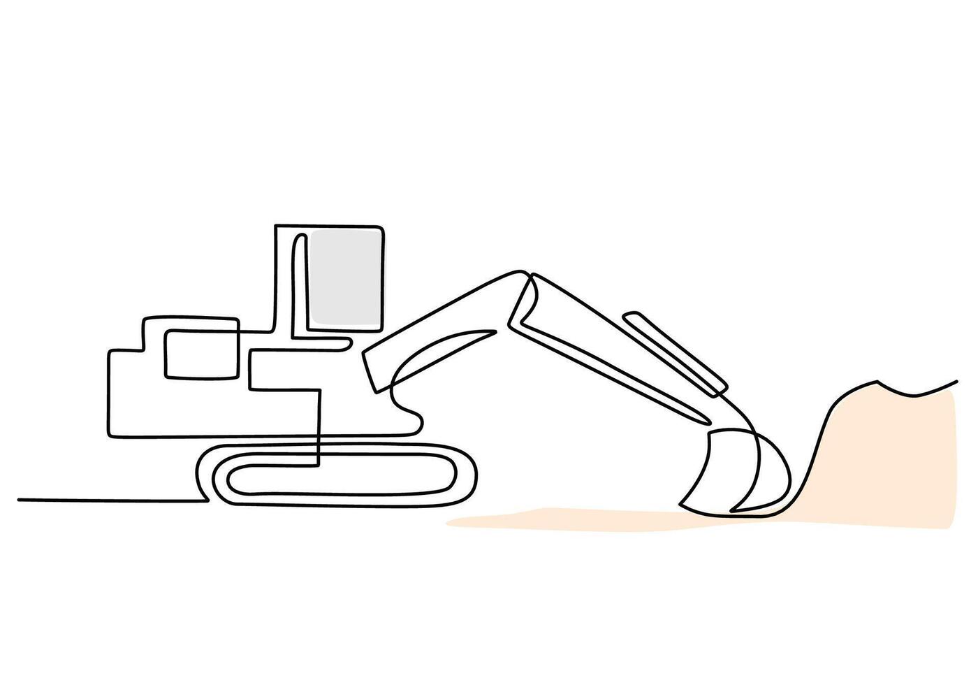 Excavator One Line Drawing for Construction and Engineering Brands vector