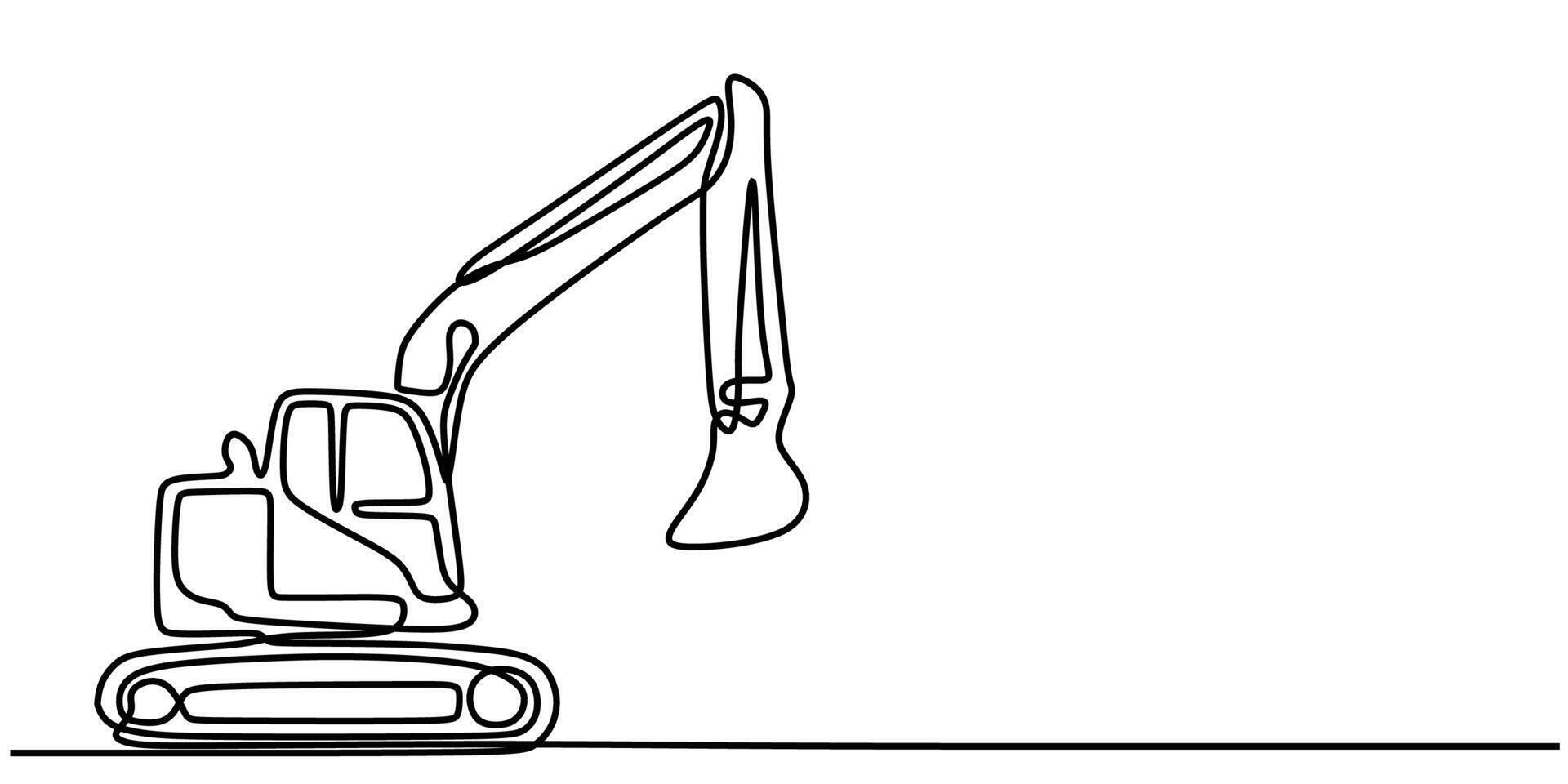 Excavator One Line Drawing for Engineering Company Logo vector