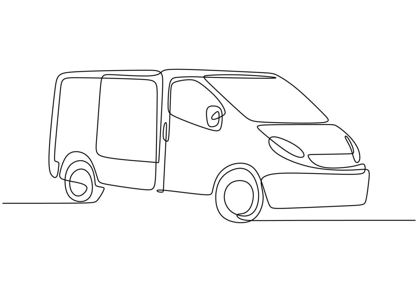 Delivery Van One Line Drawing for Logistics Courier App vector