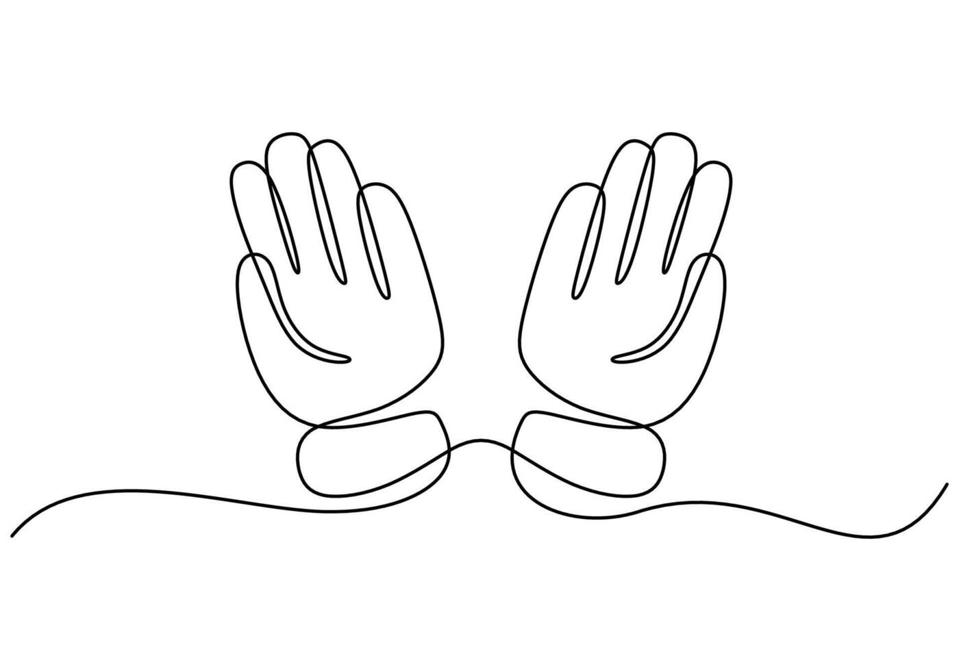 Praying Hand One Line Drawing for Faith and Charity Symbols vector