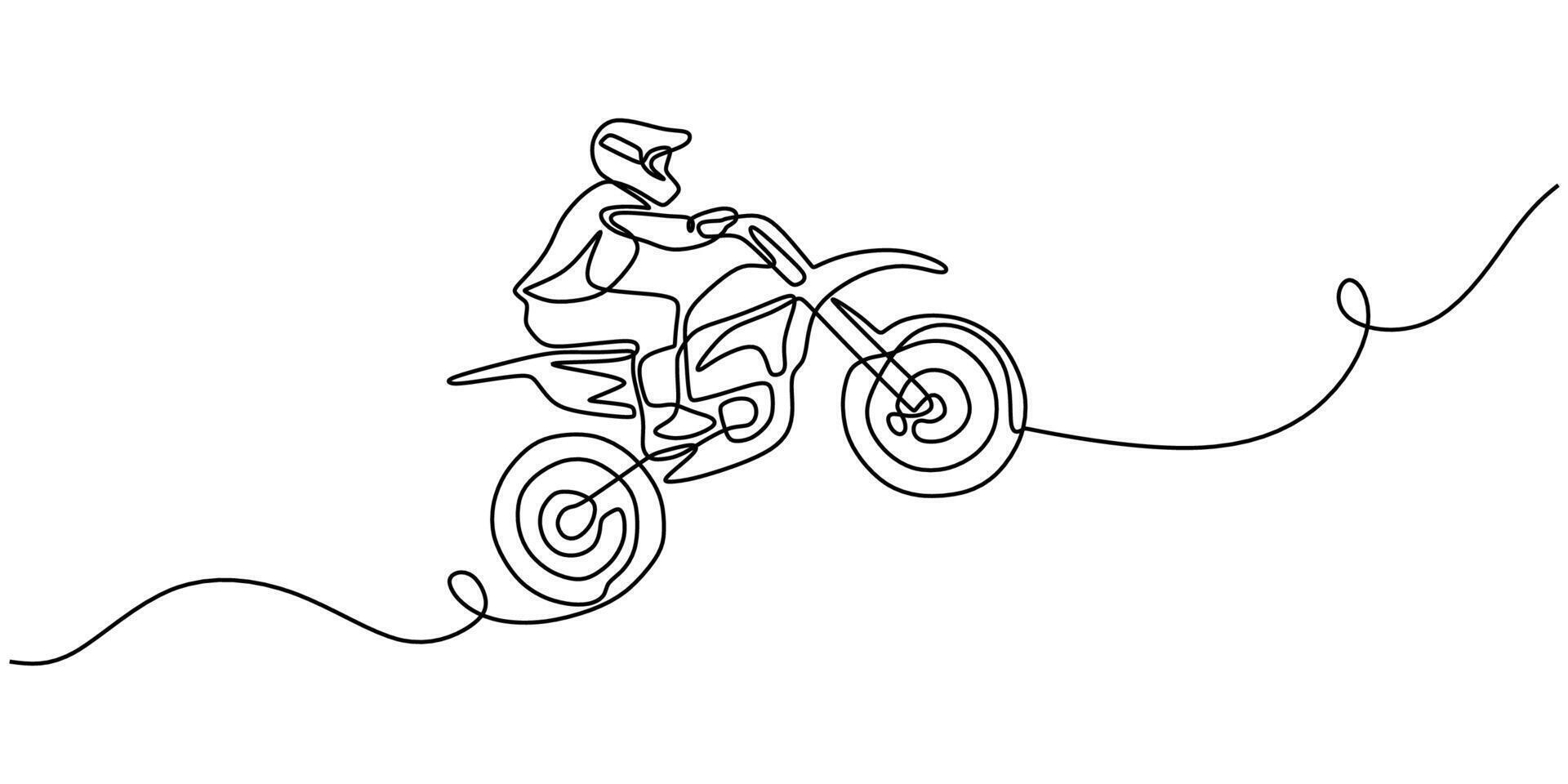 Motocross Rider One Line Drawing for Extreme Sports and Competition vector