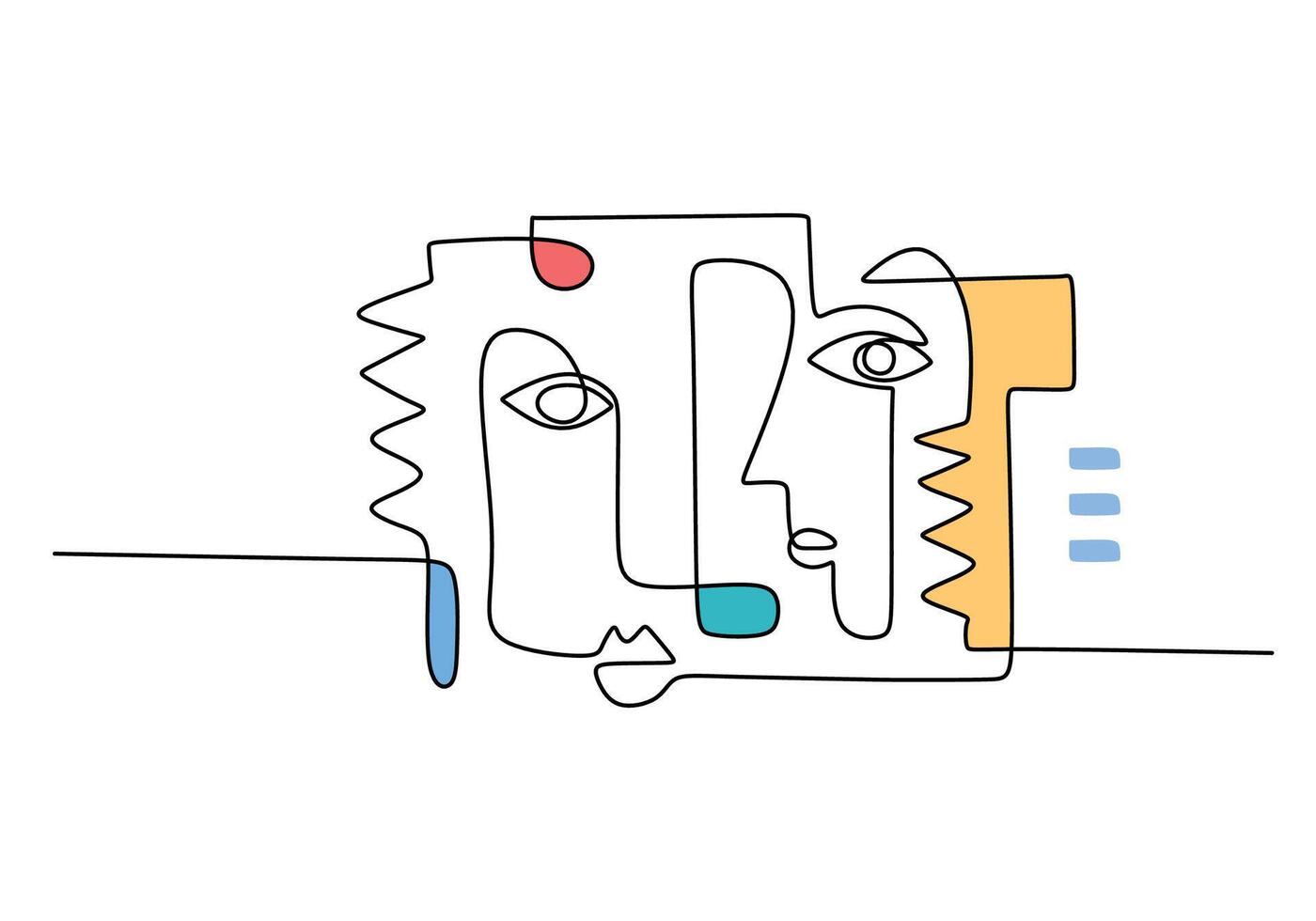 Surreal Face One Line Drawing for Contemporary Art Graphic vector