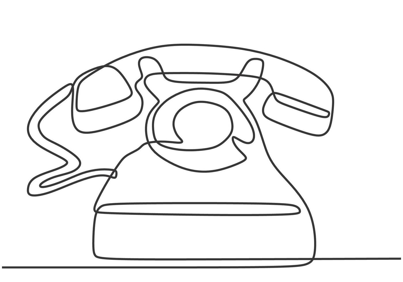 Vintage Telephone One Line Drawing for Contact Page Icon vector