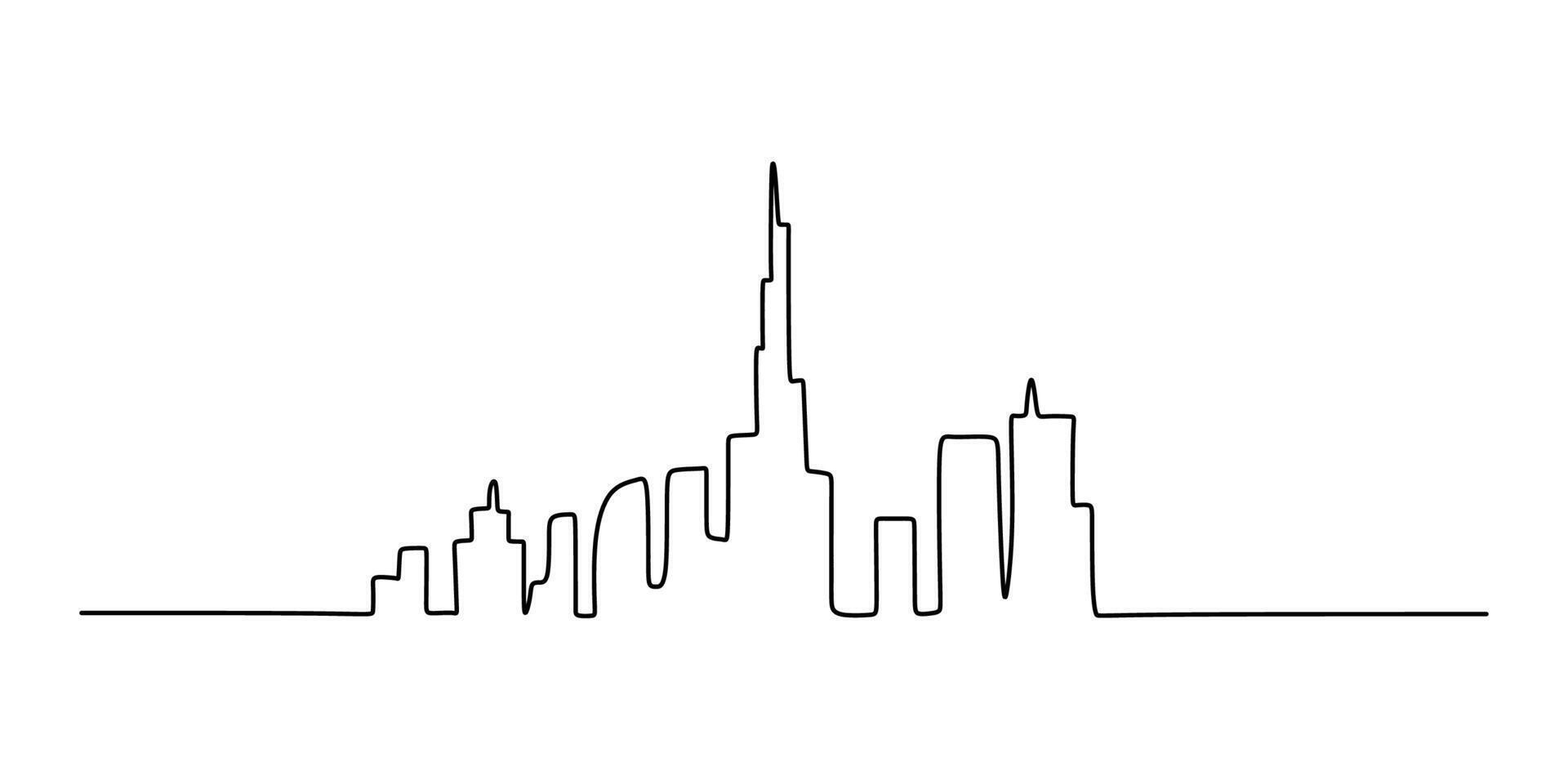 UAE City Skyline One Line Drawing for Travel Poster vector