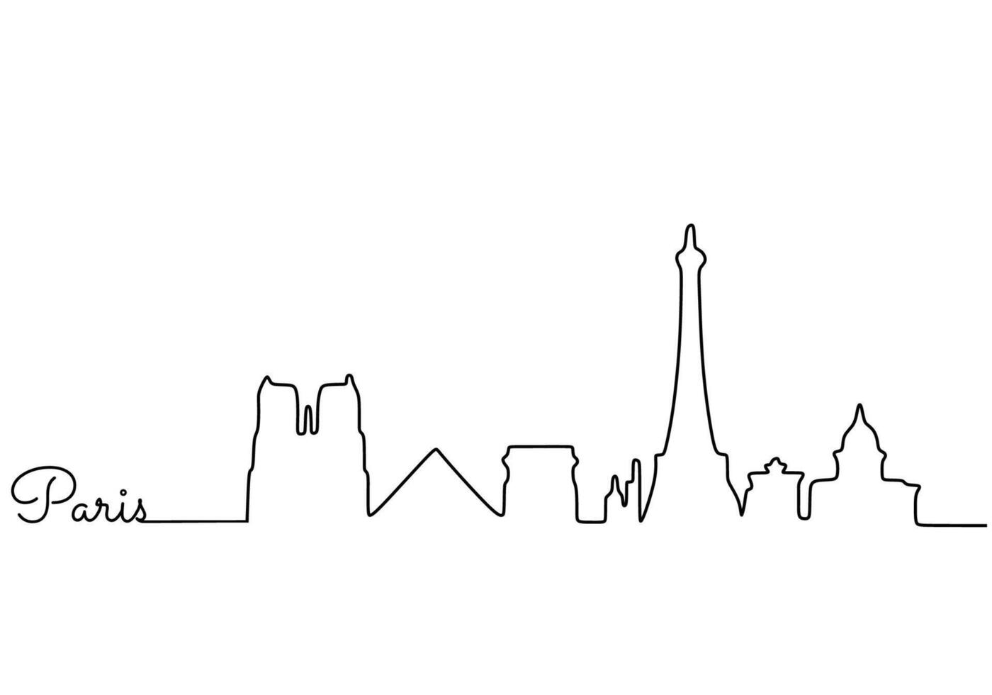 Paris Skyline One Line Drawing for Travel and Decor Design vector