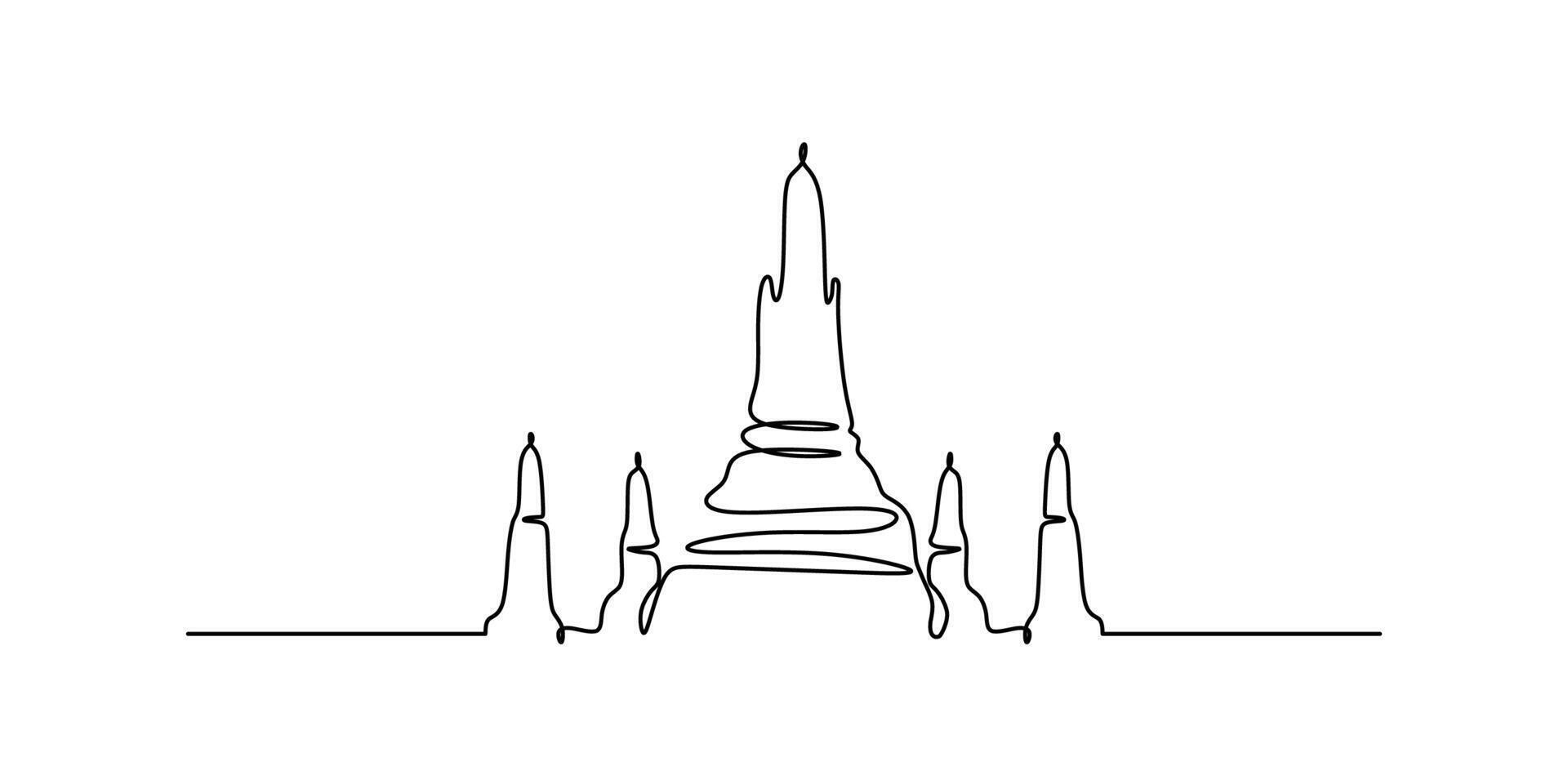 Temple Building Continuous Line Drawing for Cultural Blog vector