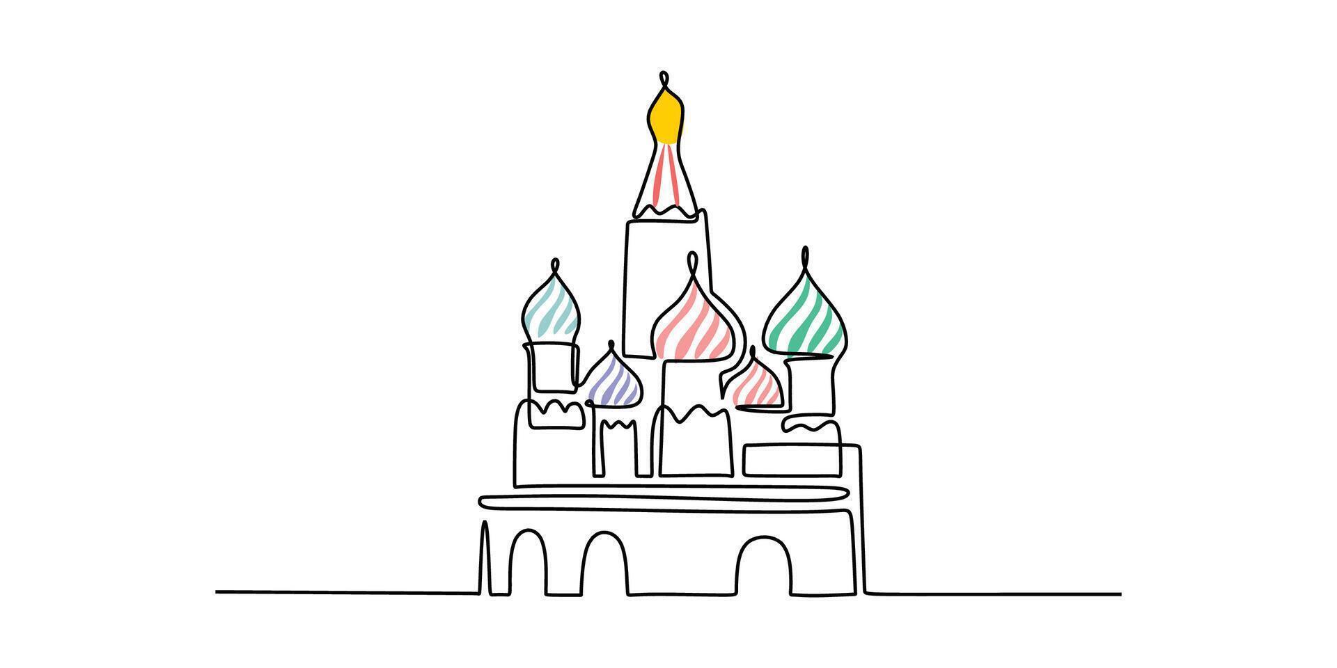 Moscow Skyline Continuous Line Drawing for Travel Poster vector