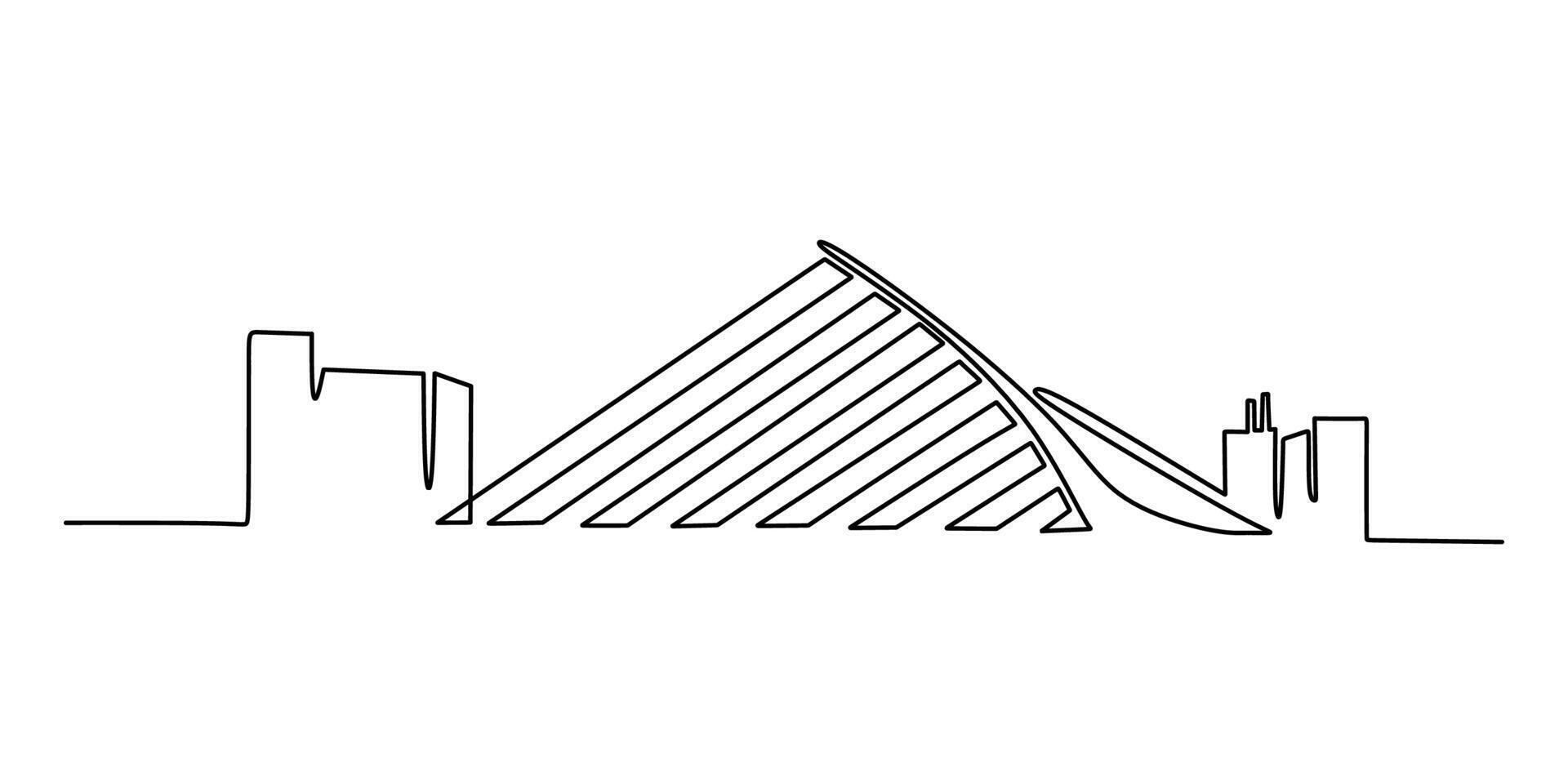 Buenos Aires Bridge One Line Drawing for Travel Blog vector