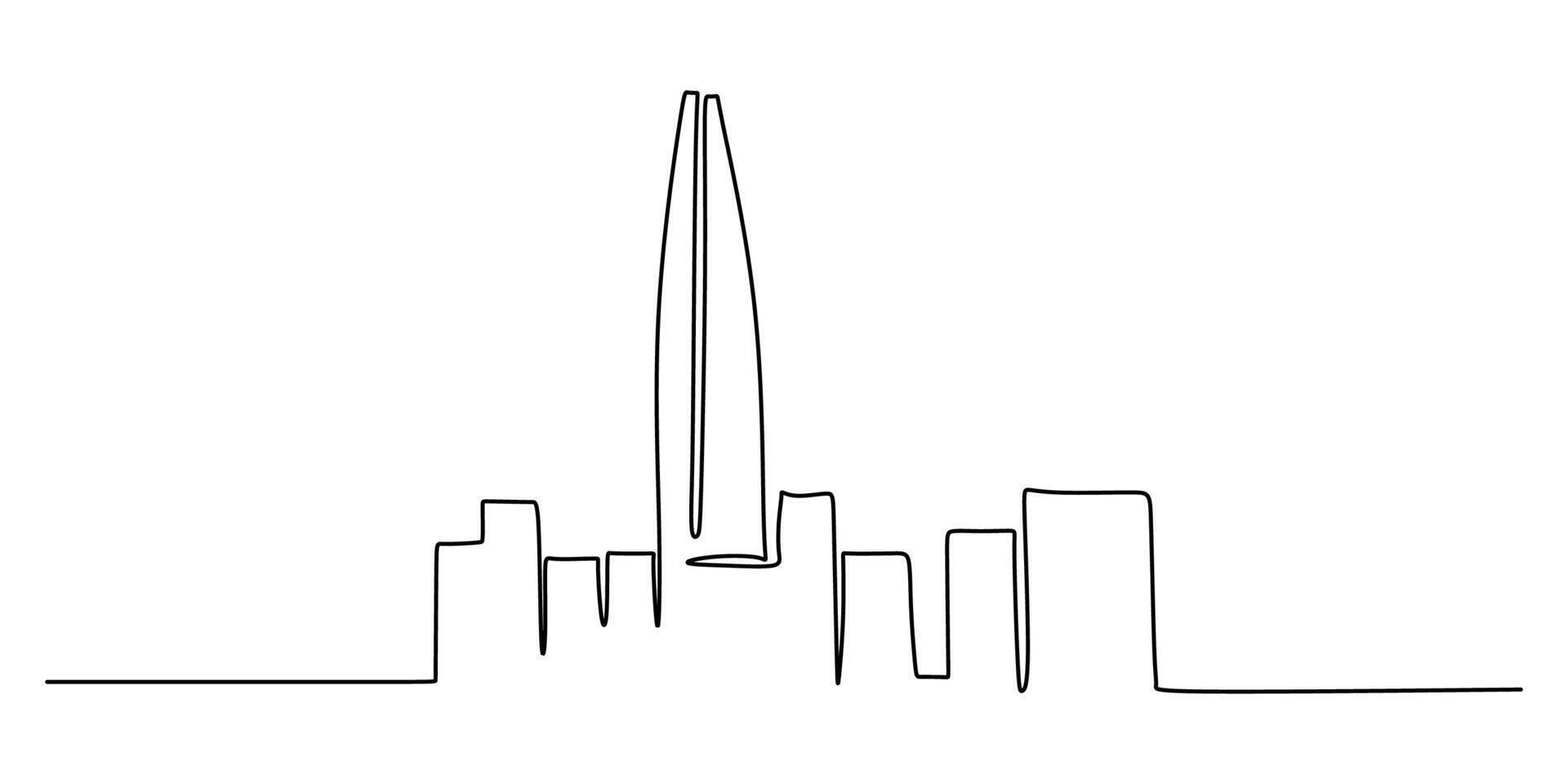 Seoul Tower Landmark Continuous Line Drawing for Travel vector