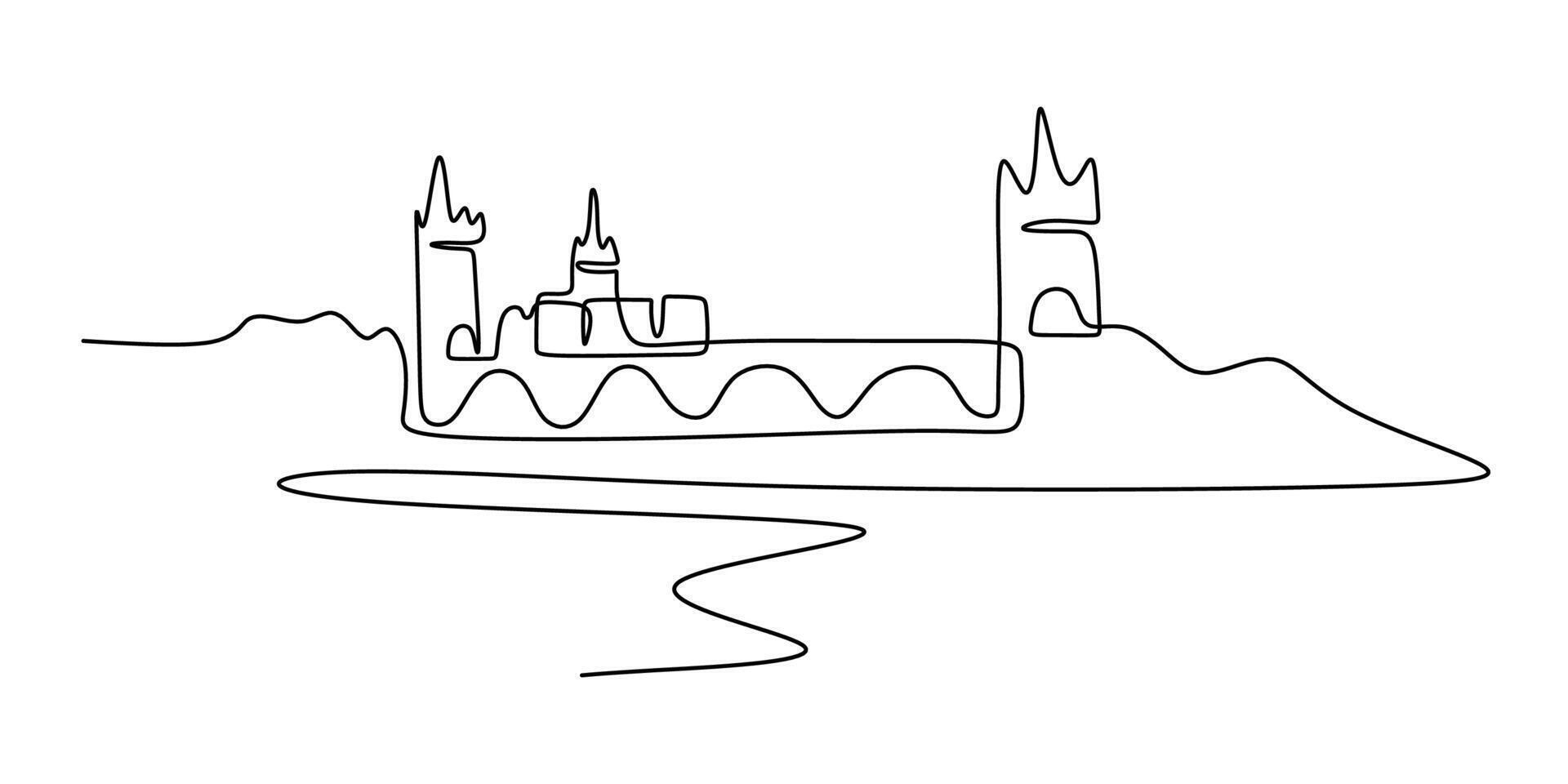 Serbian Landmark One Line Drawing for Historical Travel Art vector