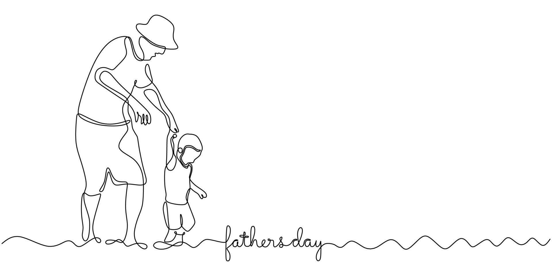 Dad and Child Stroll One Line Drawing for a Parenting Blog vector