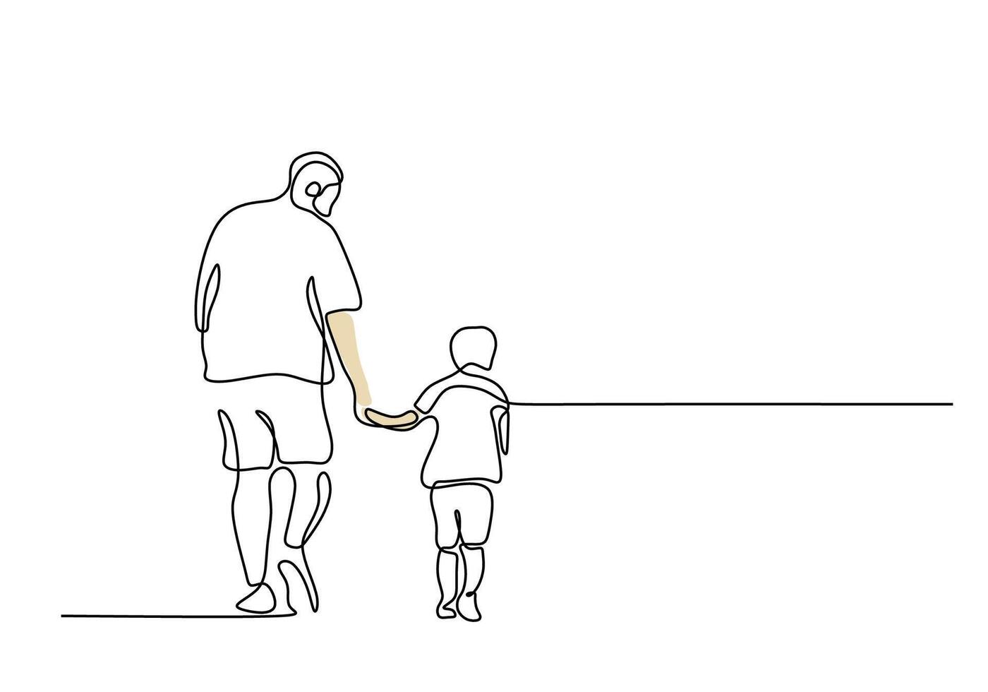 Dad and Son Walking One Line Drawing for Father s Day Card vector