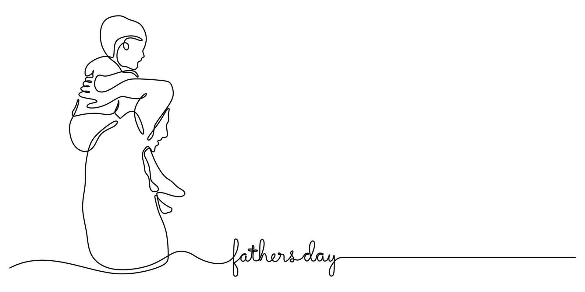 Dad Cradling Baby One Line Drawing for Nursery or Gift Poster vector