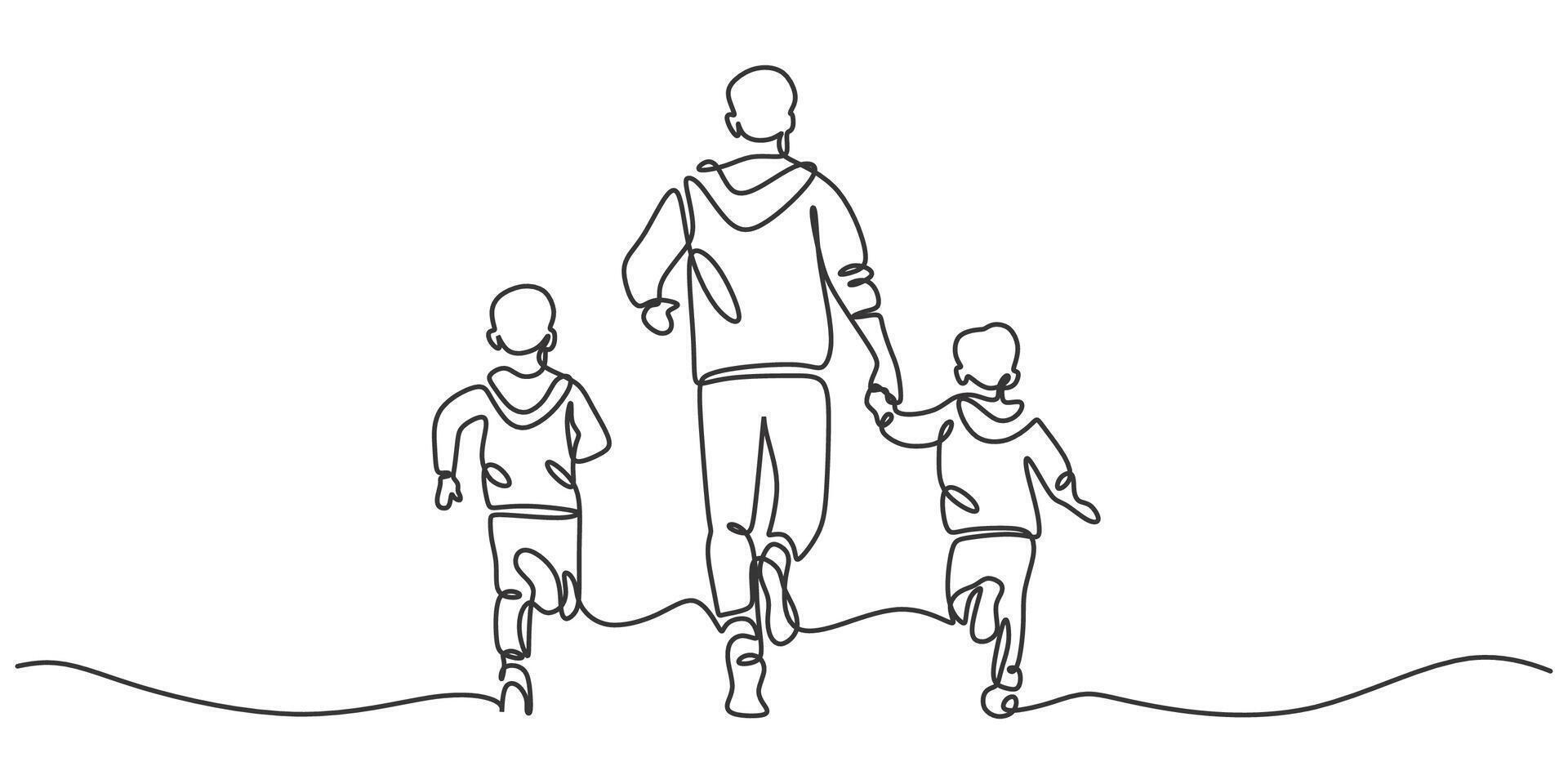 Father and Son Jogging One Line Drawing for Fitness Blog vector