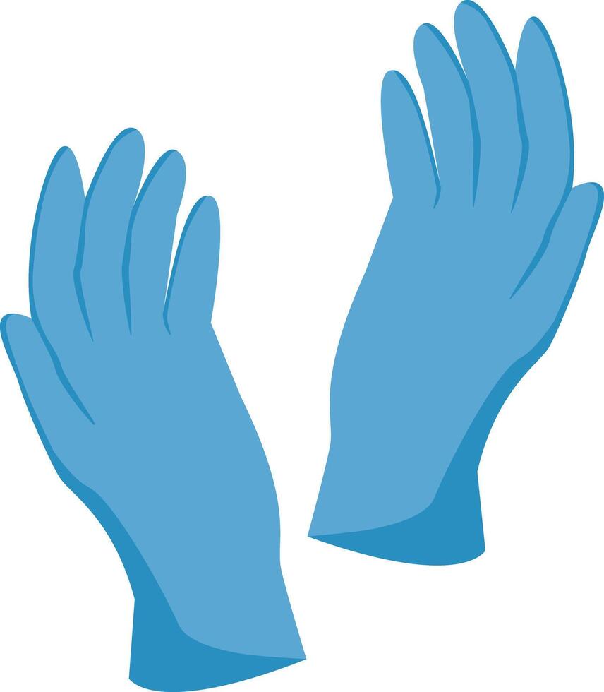 Medical protective latex gloves in blue color. vector