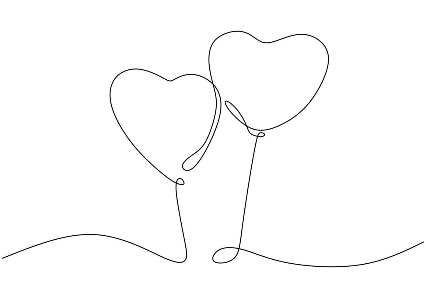Love Balloons Continuous Line Drawing for Wedding Invite vector