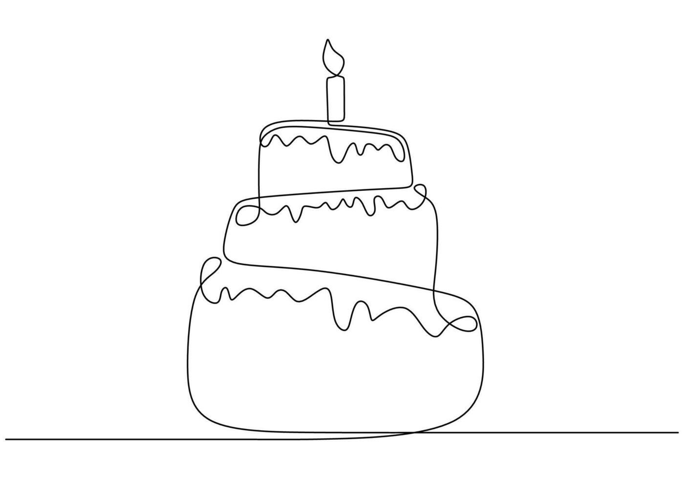 Birthday Cake Continuous Line Drawing for a Bakery Logo vector