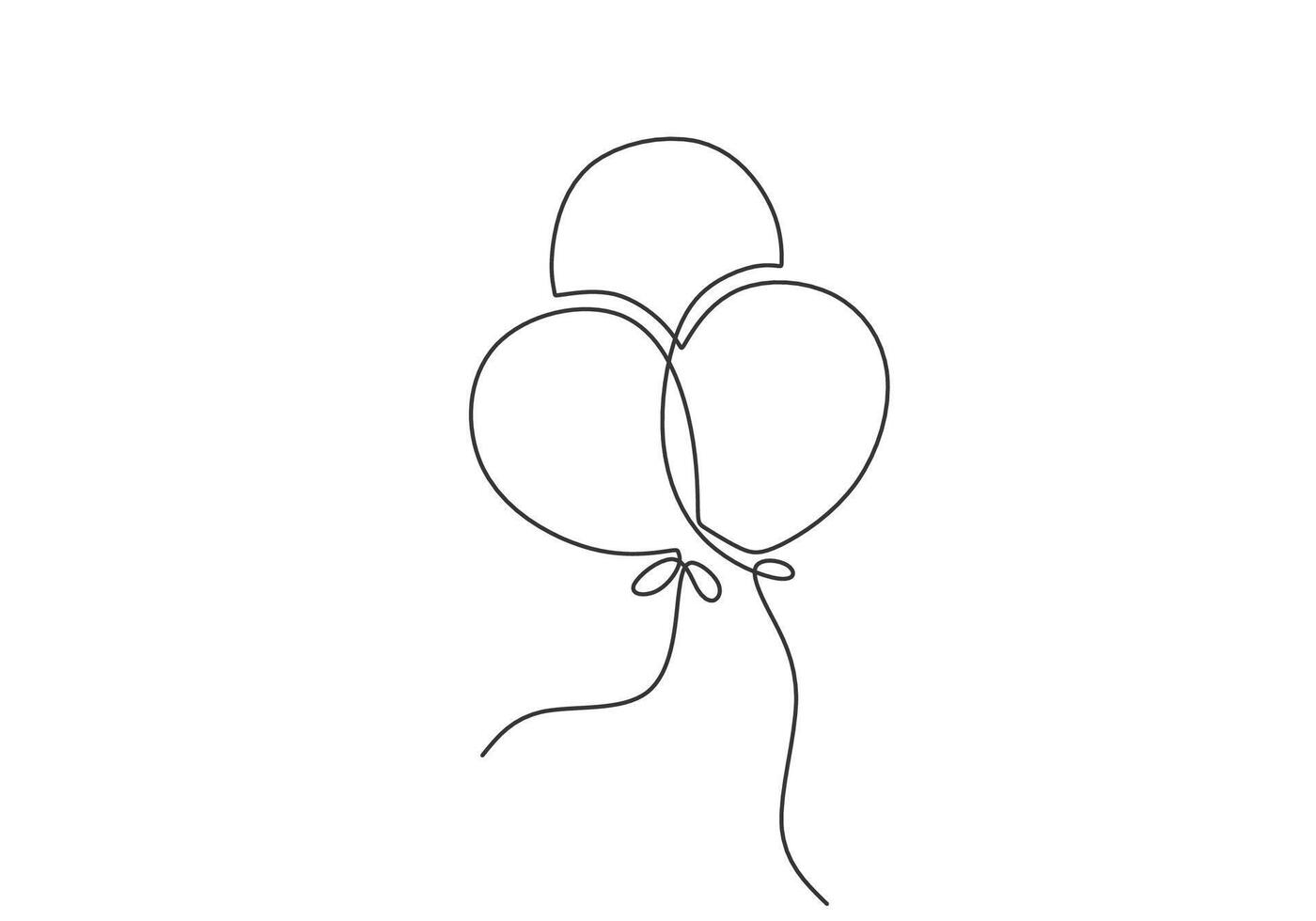 Kids Birthday Balloons One Line Drawing for Party Invite vector