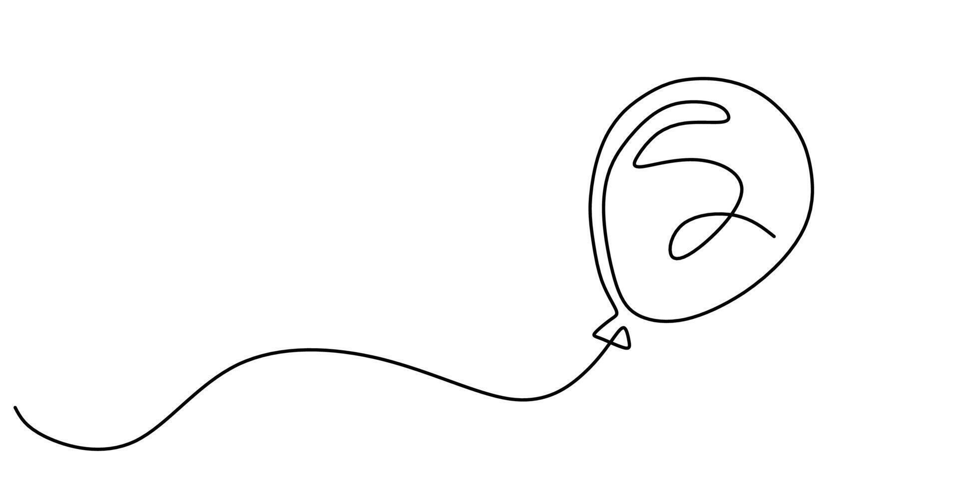 Birthday Balloons Continuous Line Drawing for Kids Party Poster vector