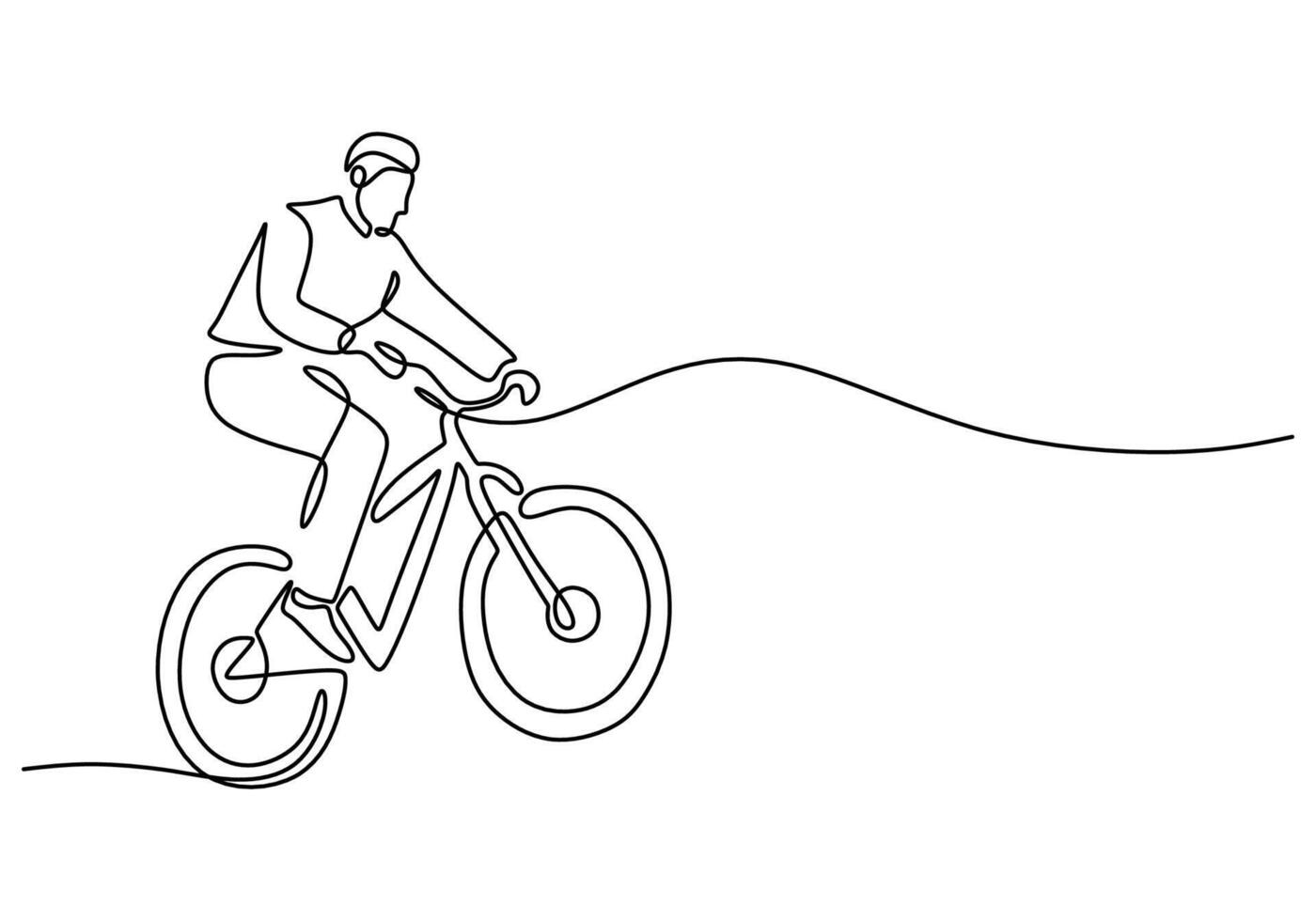 Man Riding Bicycle One Line Drawing for Urban Transport Poster vector