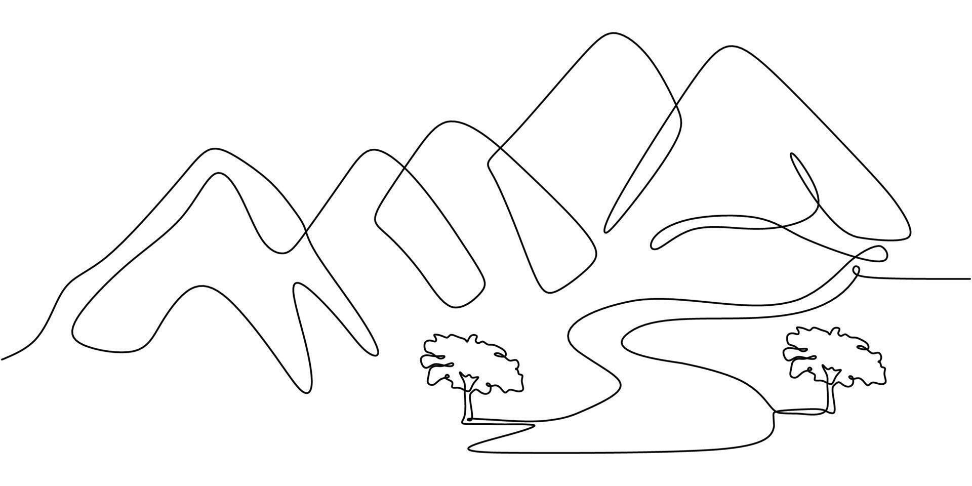 Beach with Umbrella Continuous Line Drawing for a Resort vector