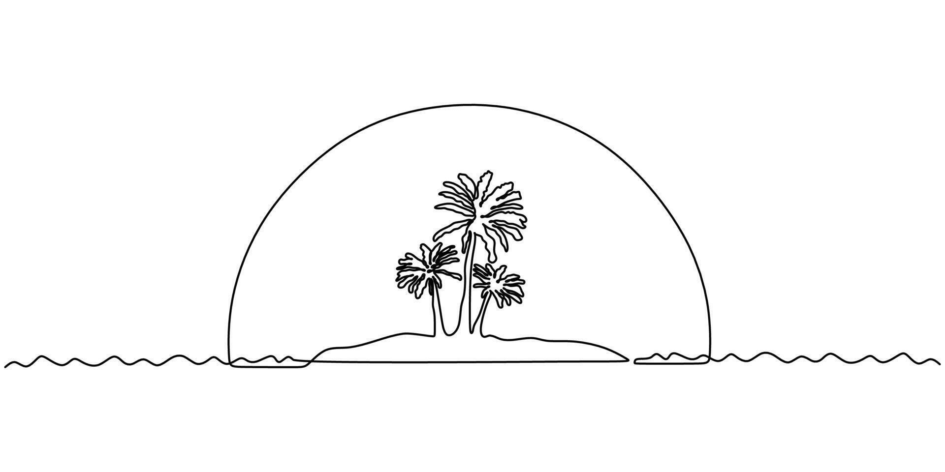 Beach with Umbrella One Line Drawing for Vacation Blog Design vector