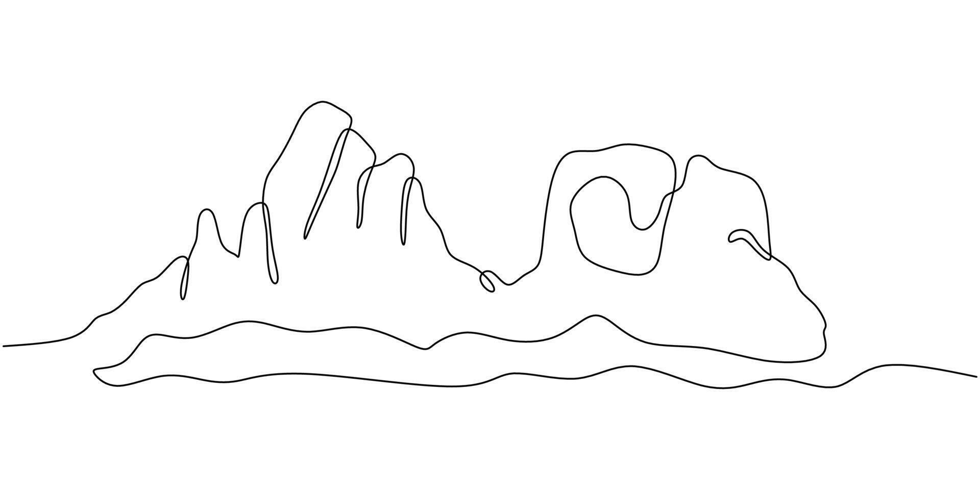 Mountain Landscape Continuous Line Drawing for Nature Blog Design vector