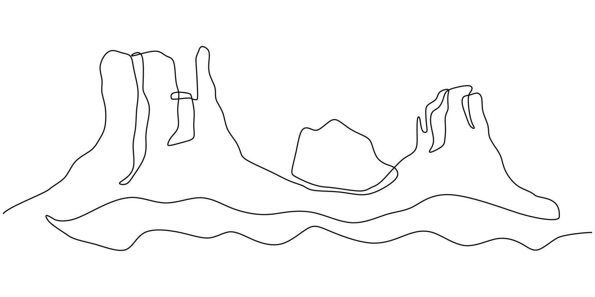 Mountain Landscape One Line Drawing for Canyon Travel Poster vector