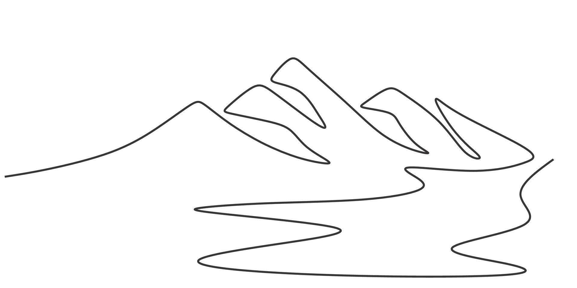 Mountain Contour One Line Drawing for Nature Logo or Poster vector