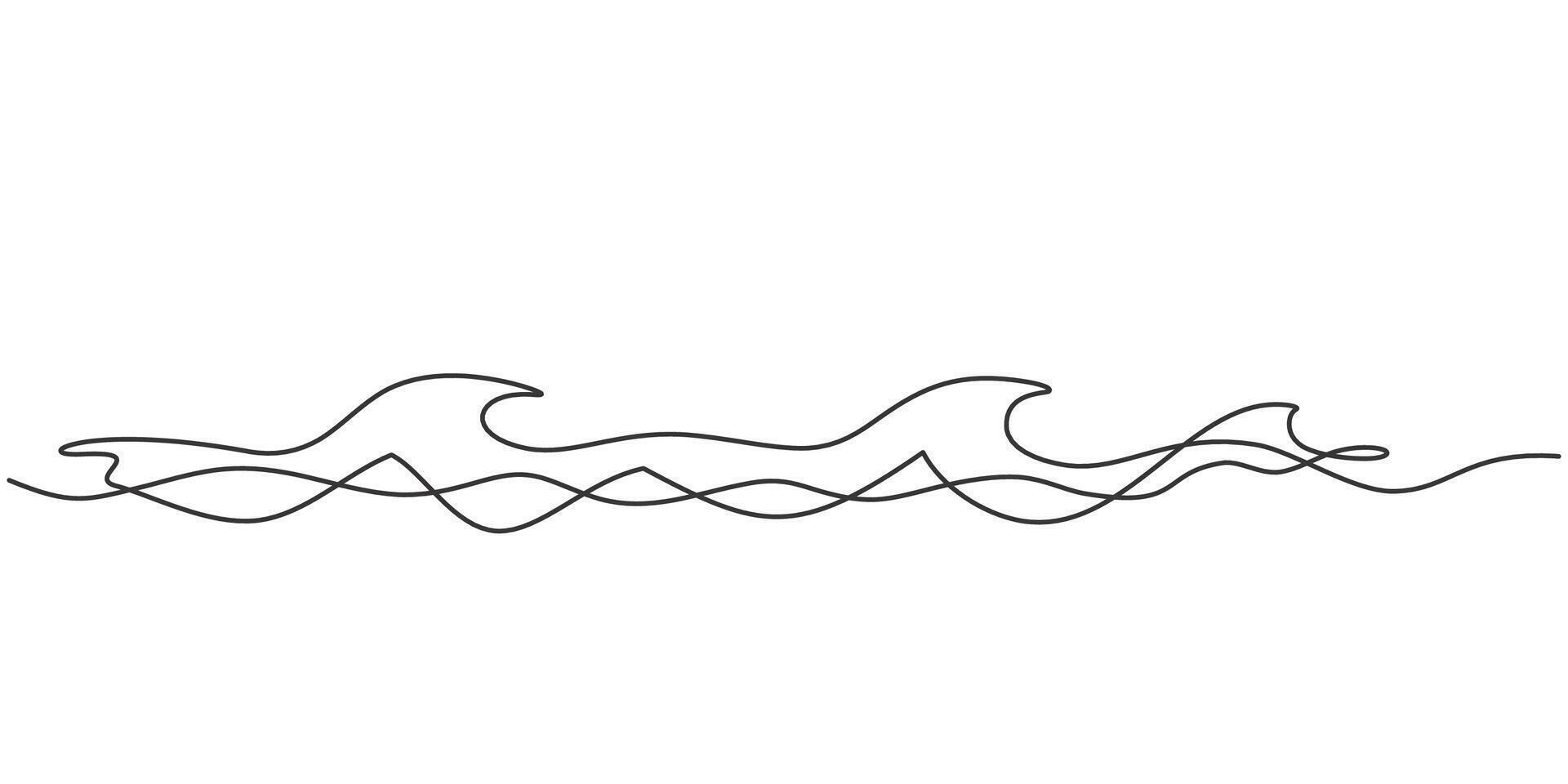 Ocean Wave Continuous Line Drawing for Surf Brand or Travel Poster vector
