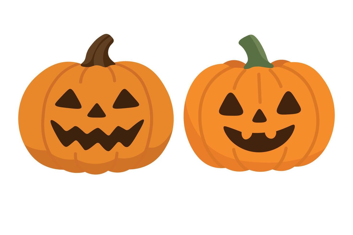 Two Halloween pumpkins with smiles vector