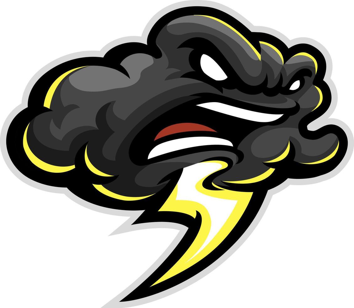 Angry Thunderstorm Cloud Mascot Logo vector
