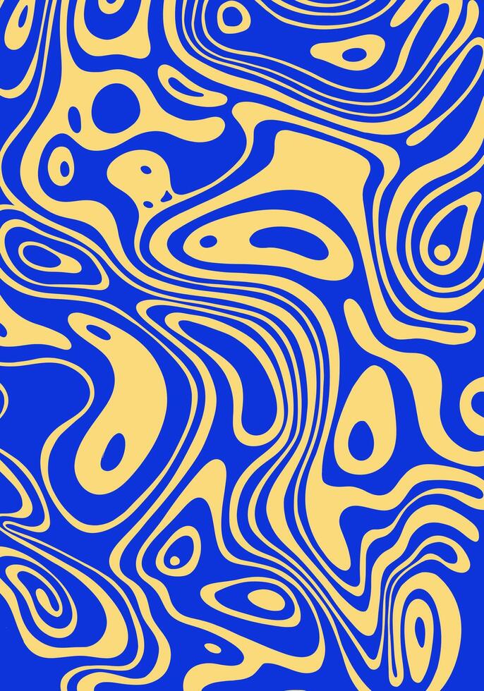Blue and yellow oil wavy liquid melted marble pattern texture background layout copy space print art ediable vector