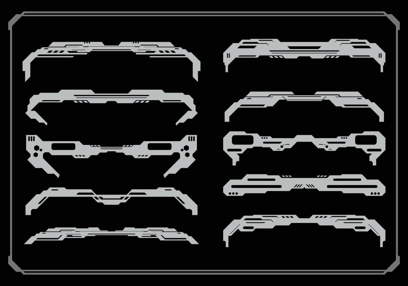 HUD futuristic frame border game streetwear elements collection set panel cyber sci-fi, corner space cyberpunk interface editable vector