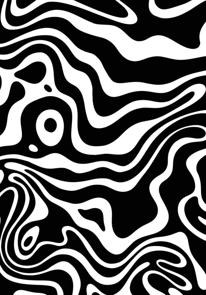 Black and white monochrome oil wavy liquid melted marble pattern texture background layout copy space print art ediable vector
