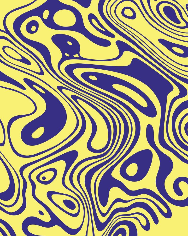 Abstract blue and yellow monochrome marble liquid acid poster pattern wave background layout banner copy space illustration textile print art vector