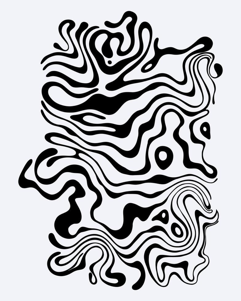 Abstract black and white monochrome liquid acid poster pattern wave background layout banner copy space illustration textile print art vector