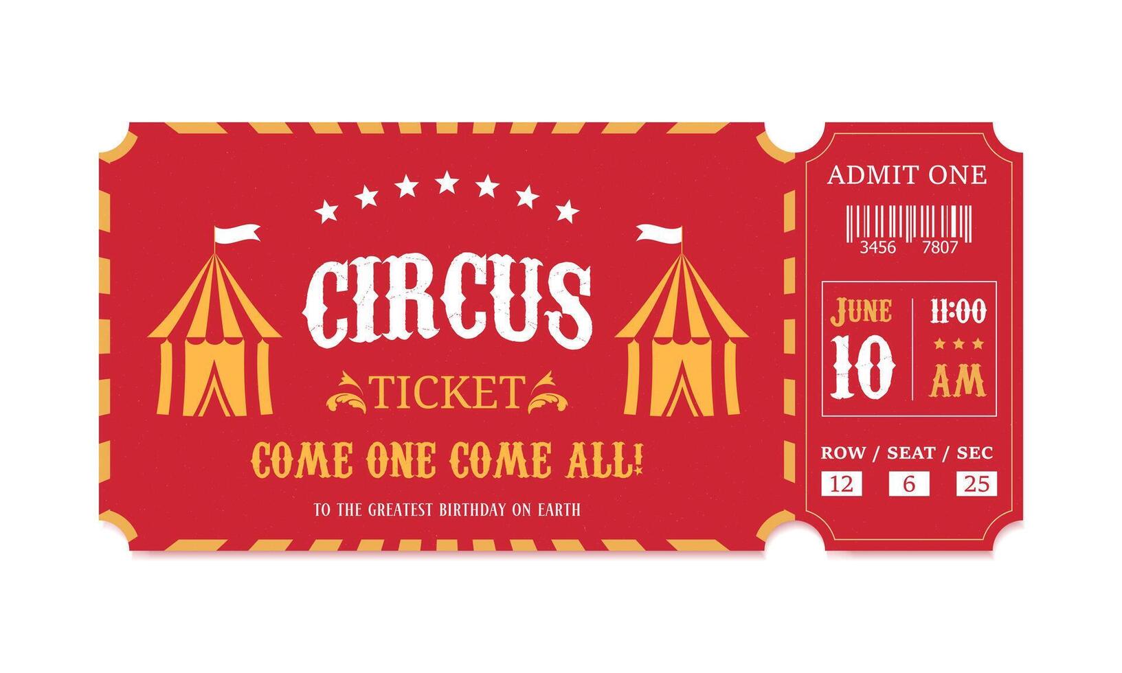show invitation template, retro circus ticket with tent vector