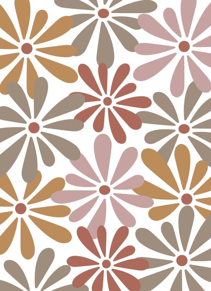 Retro Floral Seamless Matisse art. pattern of small abstract flowers vector