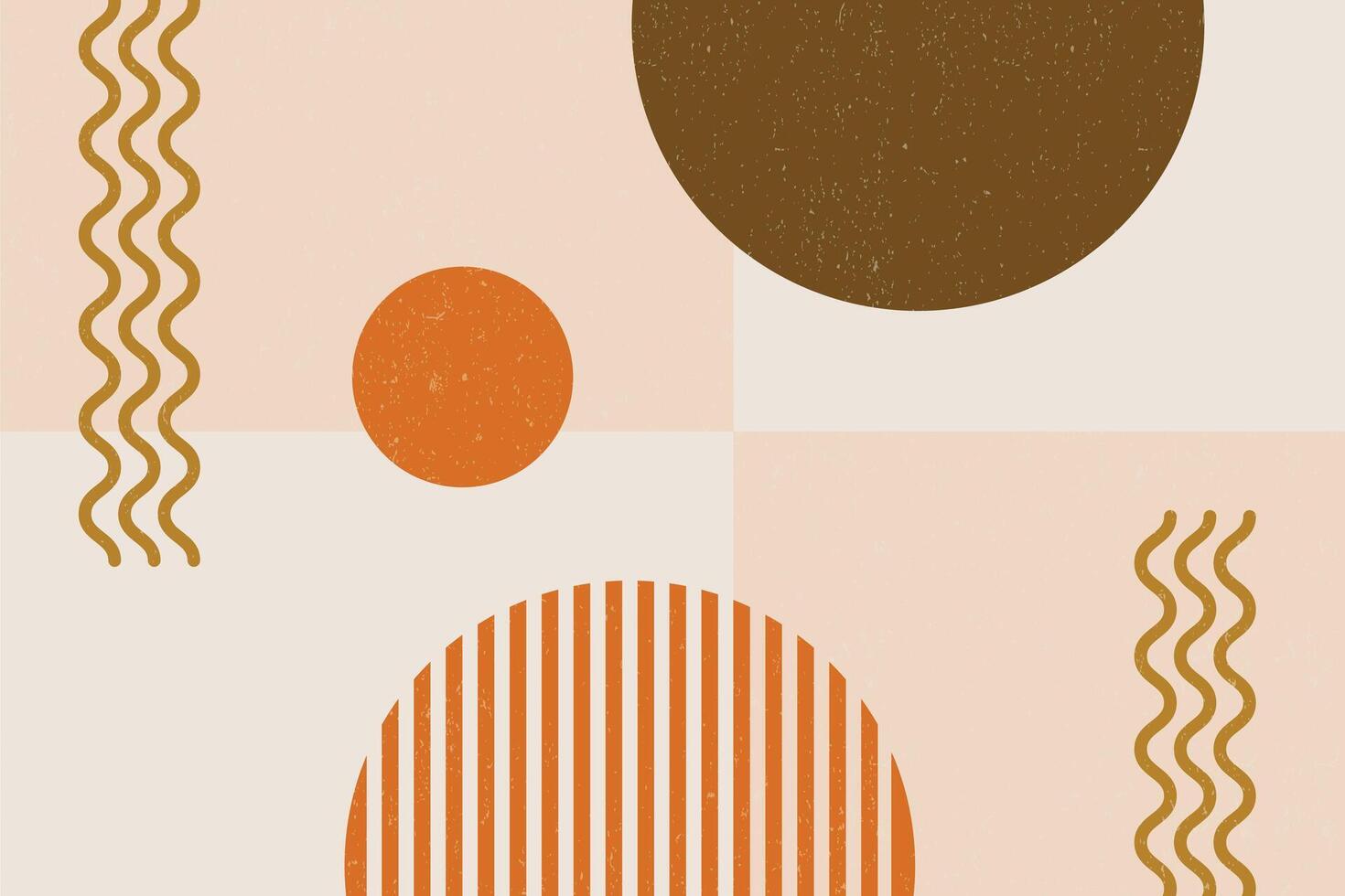 Abstract geometric natural shapes poster set in mid-century style, Modern illustration minimalist print poster boho wall decor flat design minimal art vector