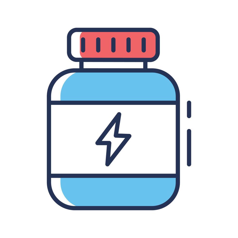 A modern linear icon showing supplement bottle vector